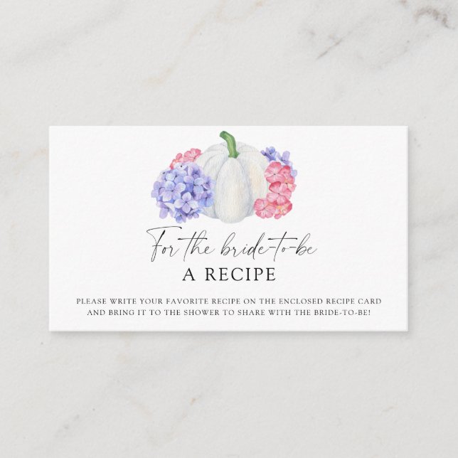 Carte D'accompagnement Citrouille blanc - Recette pour que la mariée soit (Devant)