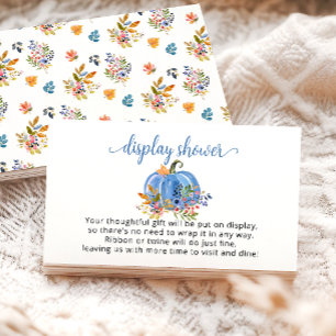 Carte D'accompagnement Citrouille bleu Baby shower d'automne avec douche