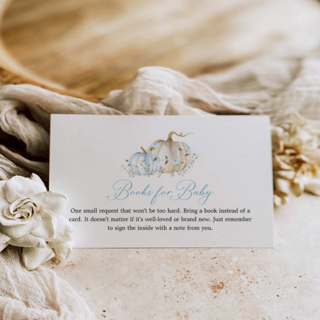 Carte D'accompagnement Citrouille bleu Baby shower de réservation de  de  (Pumpkin Fall Baby Shower books for baby card)