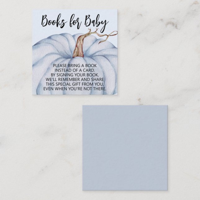 Carte D'accompagnement Citrouille bleu Baby shower garçon Demande de rése (Devant / Derrière)