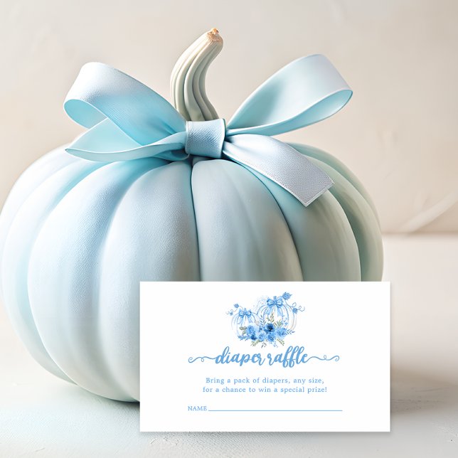 Carte D'accompagnement Citrouille bleu Bow Baby shower d'automne Déchets  (Créateur téléchargé)