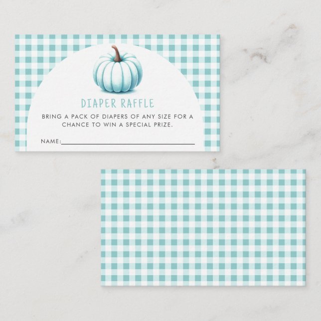 Carte D'accompagnement Citrouille Bleu En vichy Déchets Plaid Raffle (Devant / Derrière)