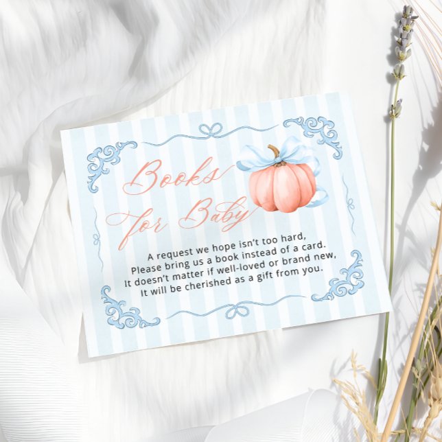 Carte D'accompagnement Citrouille Blue Bow Boy Baby shower Demande de rés (Créateur téléchargé)