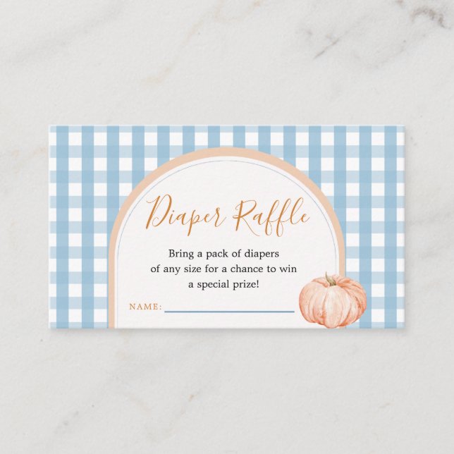 Carte D'accompagnement Citrouille Boho Blue En vichy Déchets Raffle Encei (Devant)