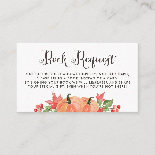 Carte D'accompagnement Citrouille d'aquarelle et Feuilles d'érable demand (Devant)