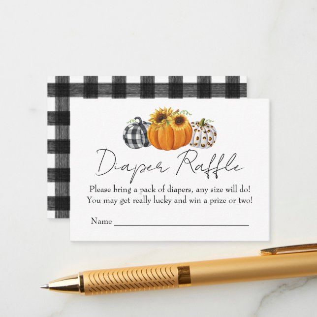 Carte D'accompagnement Citrouille d'automne Baby shower de tournesol Déch (Devant/Arrière en situation)