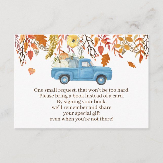 Carte D'accompagnement Citrouille d'automne Livres de Baby shower pour ca (Devant)