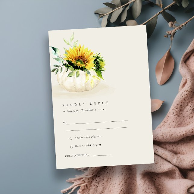 Carte D'accompagnement Citrouille de tournesol rustique mariage floral RS (Créateur téléchargé)