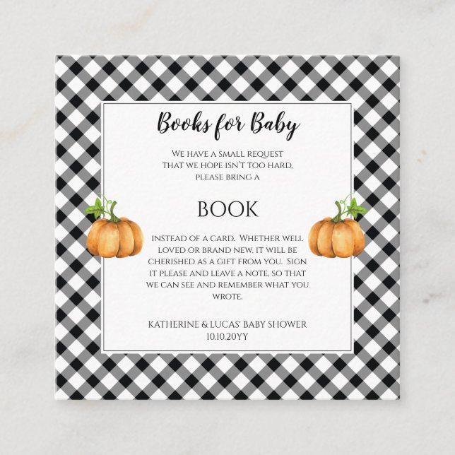 Carte D'accompagnement Citrouille | Demande de réservation de Baby shower (Devant)