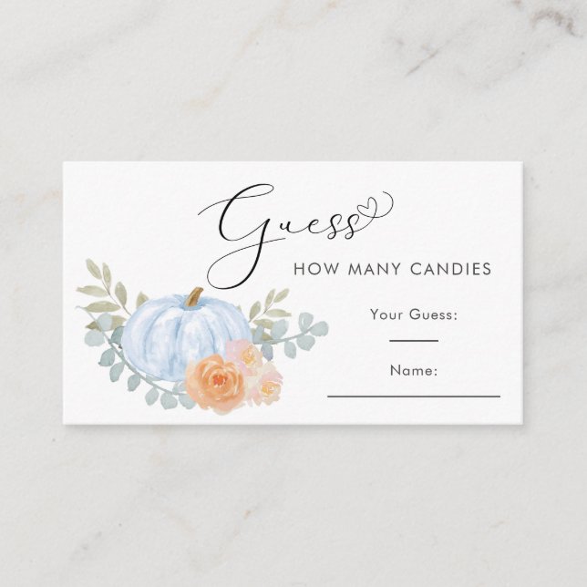 Carte D'accompagnement Citrouille Devinez combien de bonbons Baby shower  (Devant)