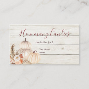 Carte D'accompagnement Citrouille en bois blanc Pampas Grass Combien de b