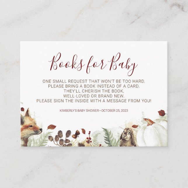 Carte D'accompagnement Citrouille et animaux de forêt Livres pour bébé (Devant)