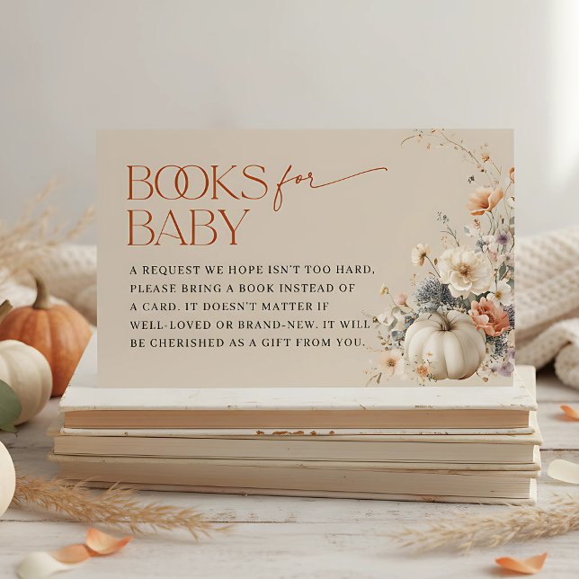 Carte D'accompagnement Citrouille Fall Floral Livres pour bébé (Pumpkin Books for Baby Enclosure card)