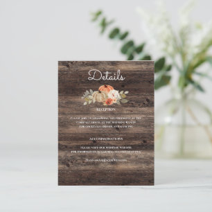 Carte D'accompagnement Citrouille Fall Wood Rustic Mariage Détails