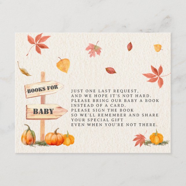 Carte D'accompagnement Citrouille Farm Livres Pour Baby Fall Baby shower (Devant)