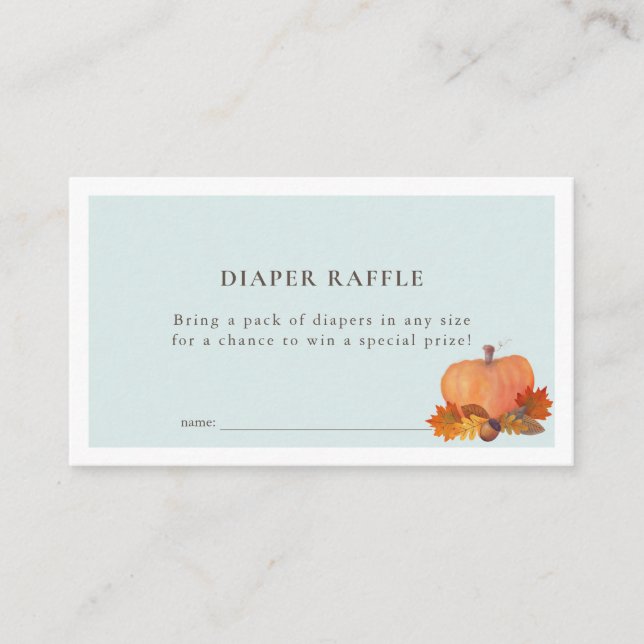 Carte D'accompagnement Citrouille Feuilles d'automne Blue Diaper Raffle T (Devant)