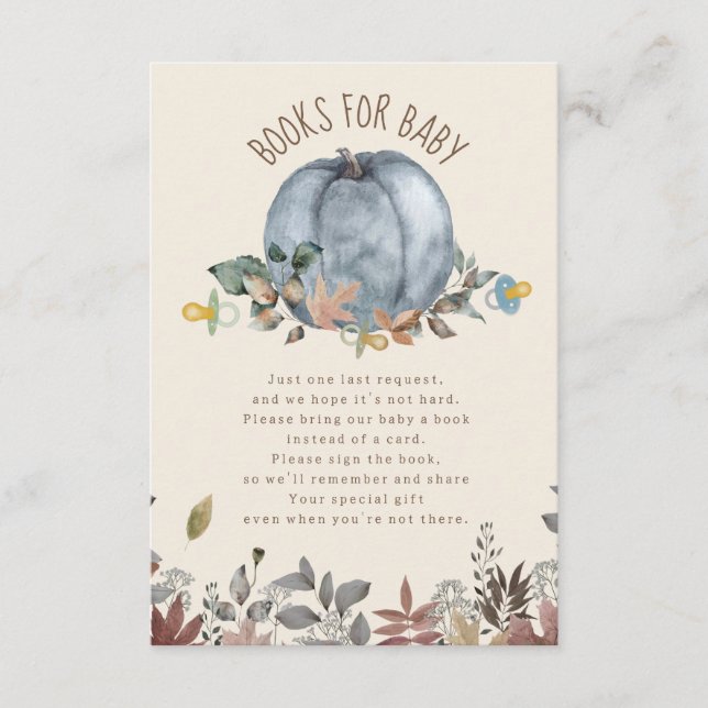 Carte D'accompagnement Citrouille Pacificateurs Boy Baby shower Demande d (Devant)