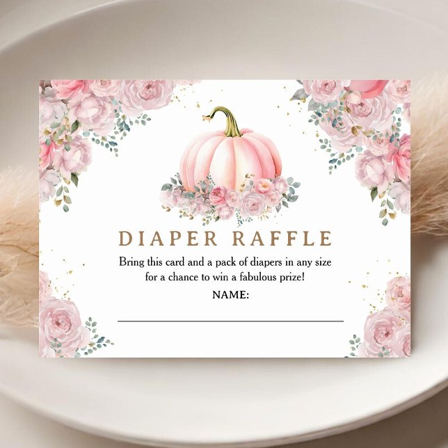 Carte D'accompagnement Citrouille Rose Baby shower Automne Livres Pour Bé (Créateur téléchargé)