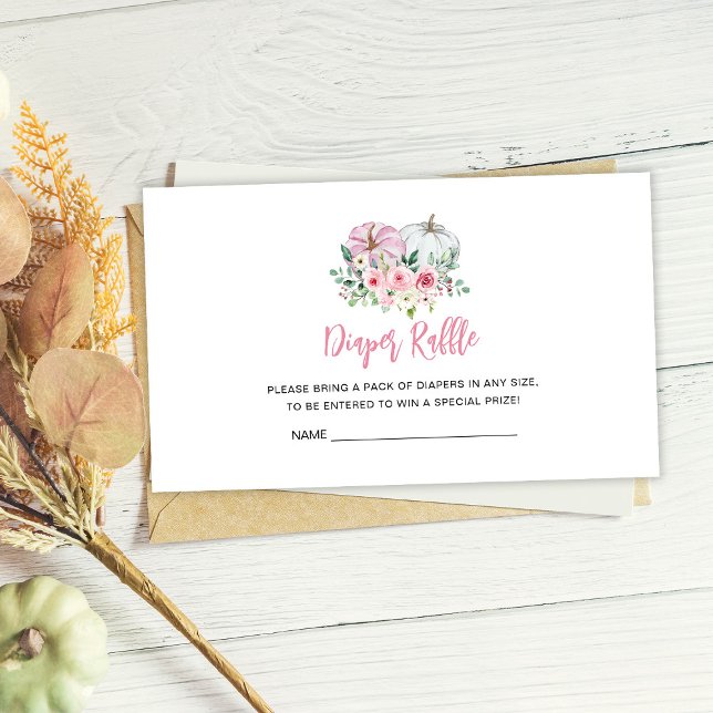 Carte D'accompagnement Citrouille rose Baby shower Déchets Raffle (Créateur téléchargé)