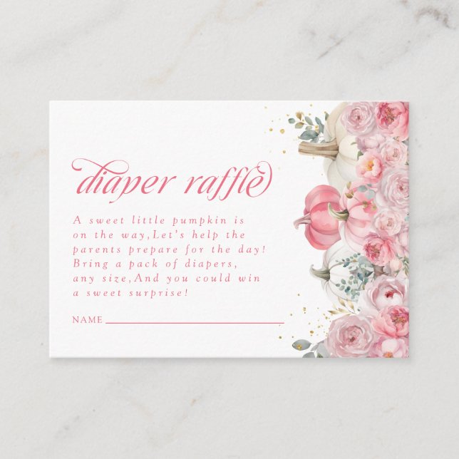 Carte D'accompagnement Citrouille rose Baby shower floral Déchets (Devant)