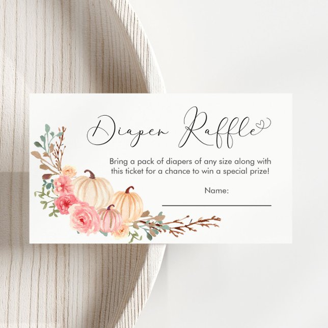 Carte D'accompagnement Citrouille rose Baby shower floral Déchets (Créateur téléchargé)