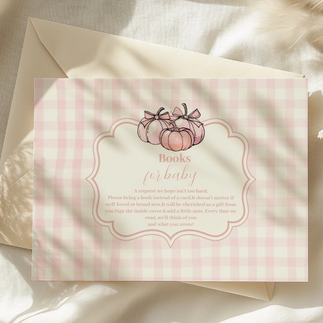 Carte D'accompagnement Citrouille rose Bow Girl Baby shower Livres pour b (Créateur téléchargé)