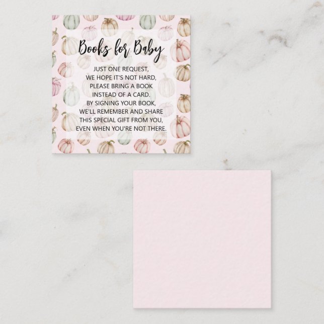 Carte D'accompagnement Citrouille rose Demande de livre pour bébé (Devant / Derrière)