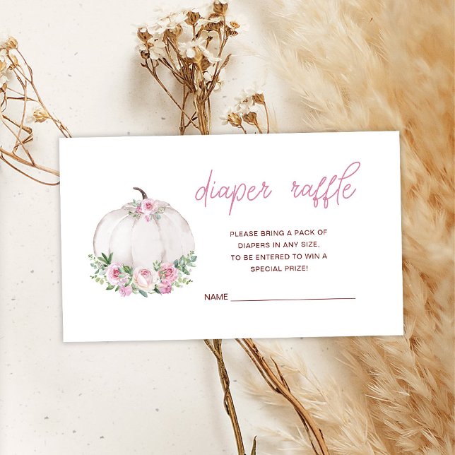 Carte D'accompagnement Citrouille rose floral Baby shower Déchets Raffle (Créateur téléchargé)