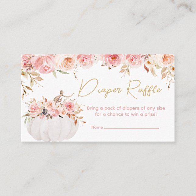 Carte D'accompagnement Citrouille rose floral Baby shower Déchets Raffle (Devant)