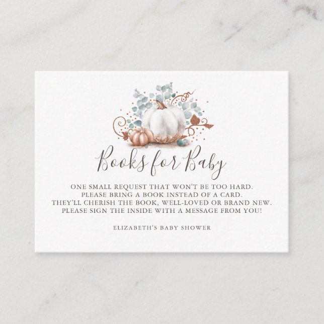 Carte D'accompagnement Citrouille rose Gold | Livres pour Baby shower béb (Devant)