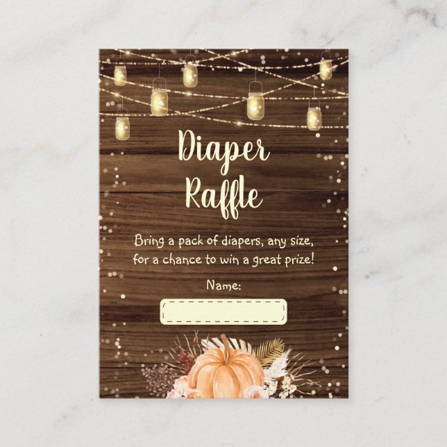 Carte D'accompagnement Citrouille Rustic String Lights Baby Diaper Raffle (Devant)