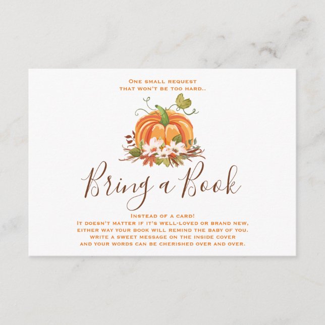 Carte D'accompagnement Citrouille rustique Apportez un livre Pluie d'auto (Devant)