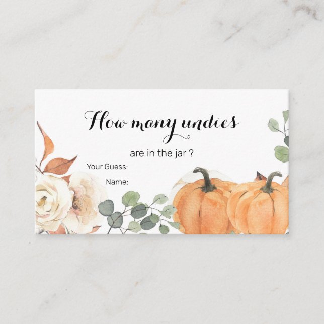 Carte D'accompagnement Citrouille Rustique Boho Floral Devine Combien De  (Devant)