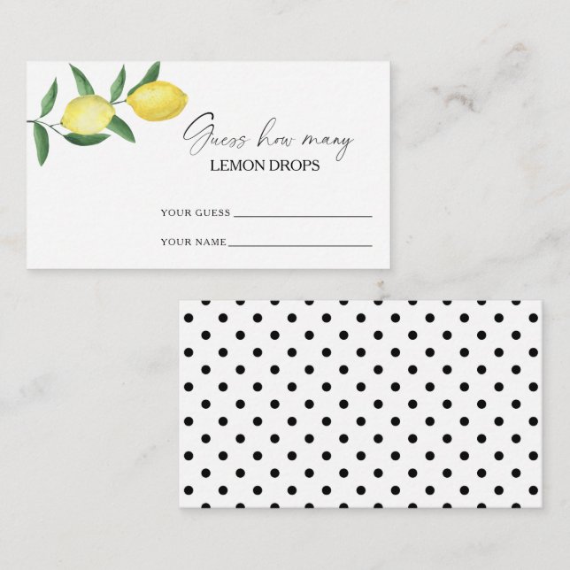 Carte D'accompagnement Citrus de citron - devinez combien de gouttes de c (Devant / Derrière)