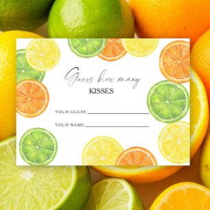 Carte D'accompagnement Citrus - devine combien de baisers jeu de mariage