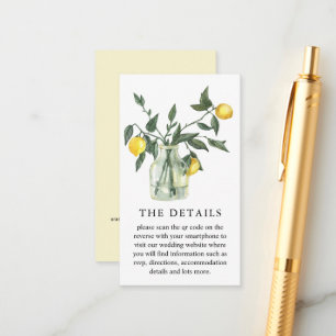 Carte D'accompagnement Citrus Lemon Greenery QR Code Mariage