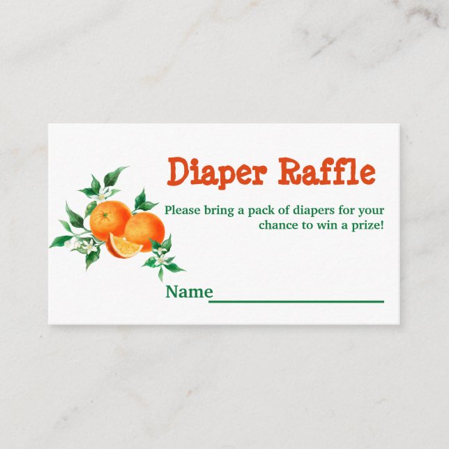 Carte D'accompagnement Citrus Little Cutie Baby shower Jeu Diaper Raffle (Devant)