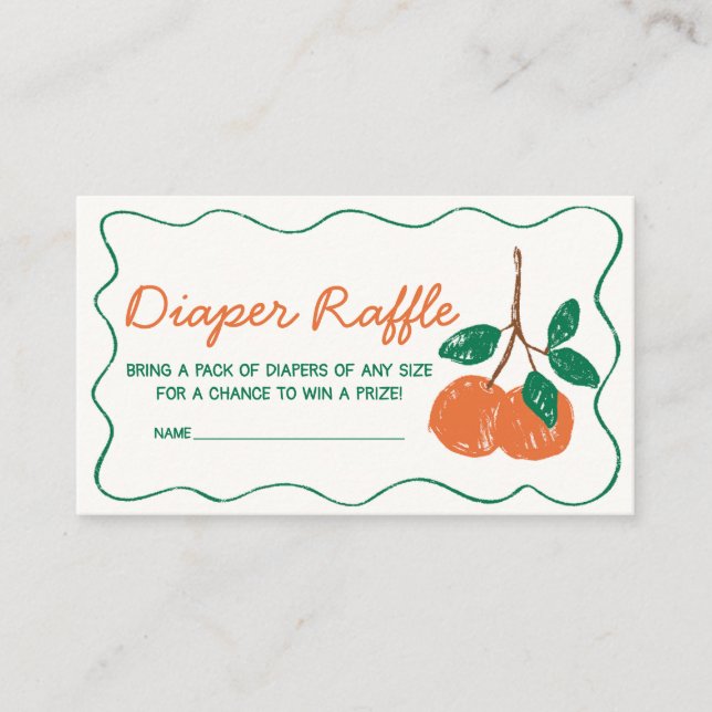 Carte D'accompagnement Citrus Little Cutie Moderne Baby Diaper Raffle (Devant)