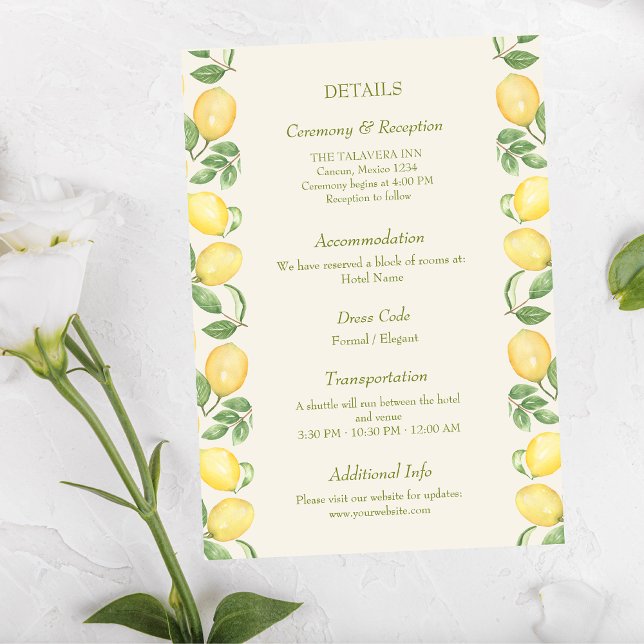 Carte D'accompagnement Citrus Olive Mediterranean Botanical Wedding (Créateur téléchargé)
