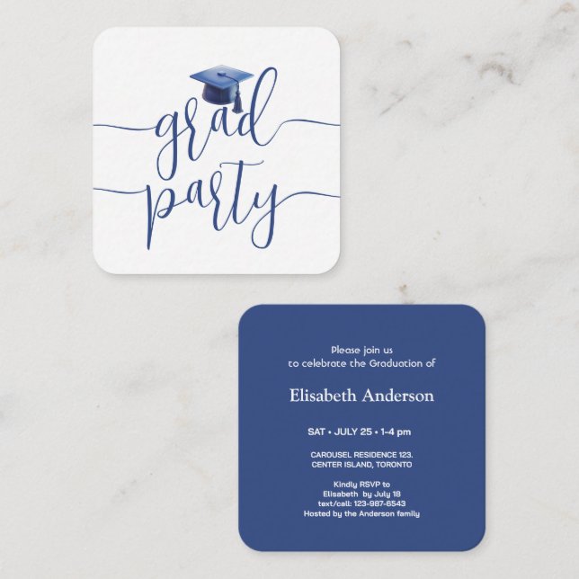 Carte D'accompagnement Classe De Mini Graduation Party De La Marine Bleue (Devant / Derrière)