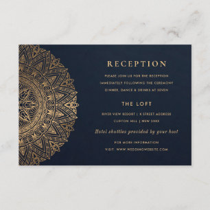 CARTE D'ACCOMPAGNEMENT CLASSE D'OR MARINE ORNATE MANDALA RÉCEPTION DE MAR