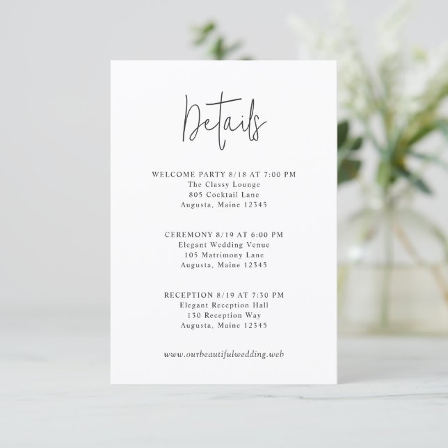 Carte D'accompagnement Classic Black and White Modern Wedding (Debout devant)