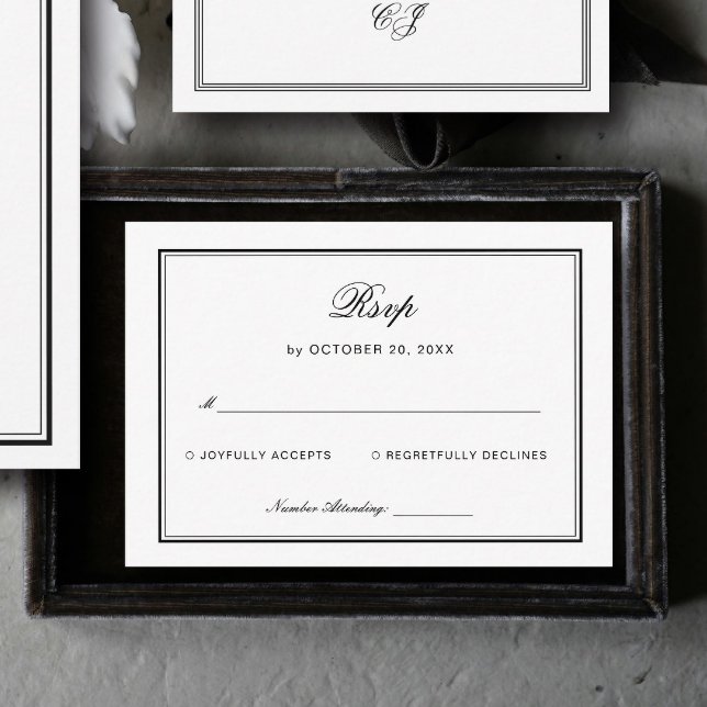 Carte D'accompagnement Classic Black and White Wedding Response (Créateur téléchargé)