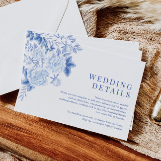 Carte D'accompagnement Classic Blue White Chinoiserie Détails Mariage