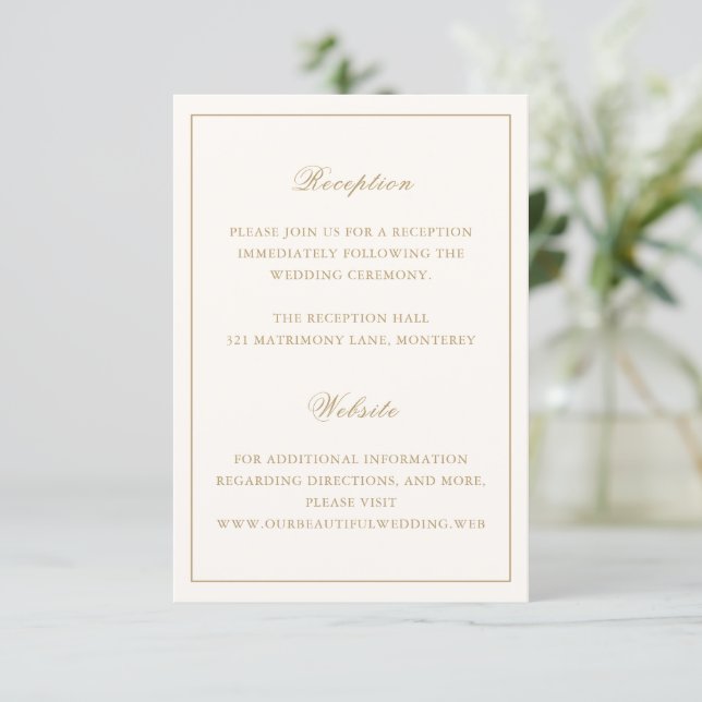 Carte D'accompagnement Classic Border Ivory and Gold Timeless Wedding (Debout devant)