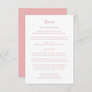 Carte D'accompagnement Classic Cameo Regency Rose Détails sur le Mariage