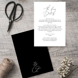 Carte D'accompagnement Classic Design noir et blanc Détails du Mariage