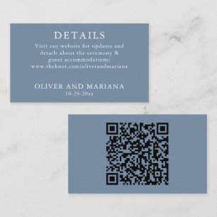Carte D'accompagnement Classic Dusty Blue Détails QR Code Mariage
