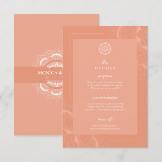 Carte D'accompagnement Classic Elegant Boho Mandala Coral Détails du Mari