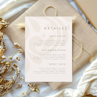 Carte D'accompagnement Classic Elegant Cream Sage Damask Wedding Details